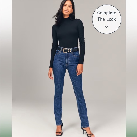 Abercrombie & Fitch Ultra High Rise 90s Slim Straight Jeans Dark Wash - Picture 2 of 12